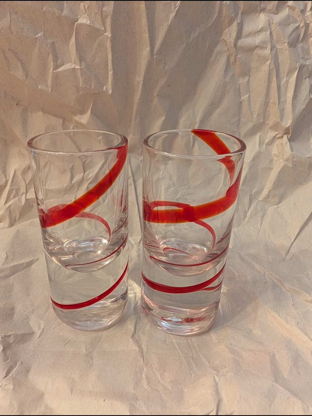 Pier 1 "Swirline Red" shot glasses